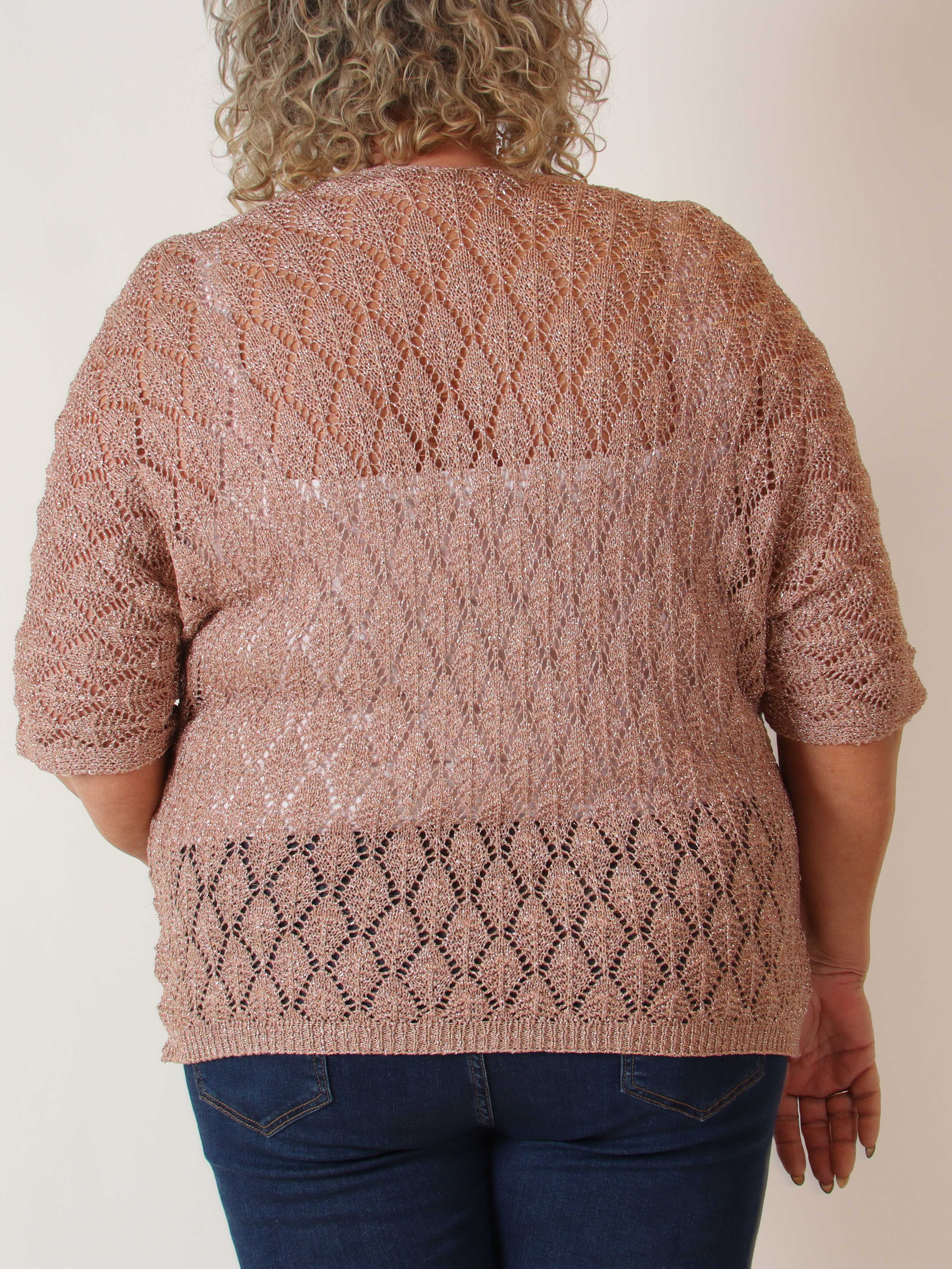 Selena - Sød plus size hæklet cardigan med glittertråde